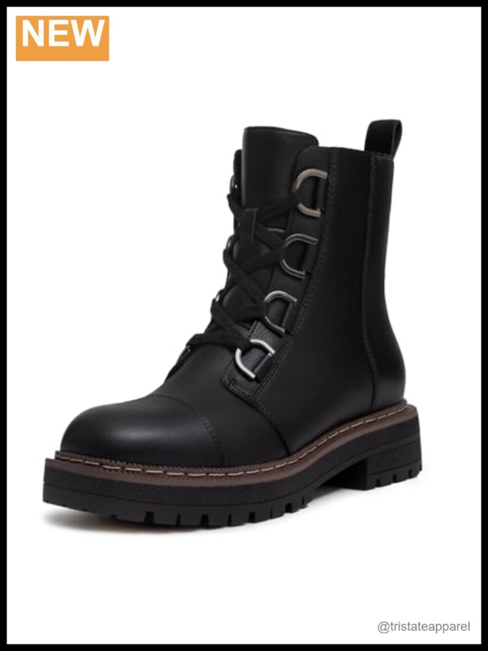 Women's Lace-Up Platform Combat Ankle Boots Chunky Heel Faux Leather